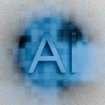 A graphic of the word AI