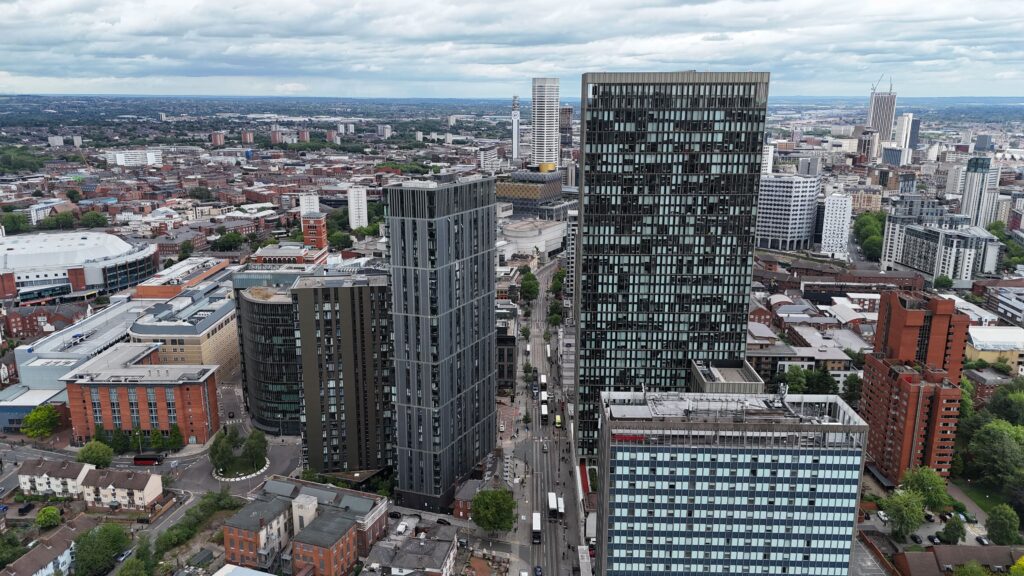 A picture of central Birmingham in the UK