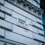 A road sign for Downing Street in London