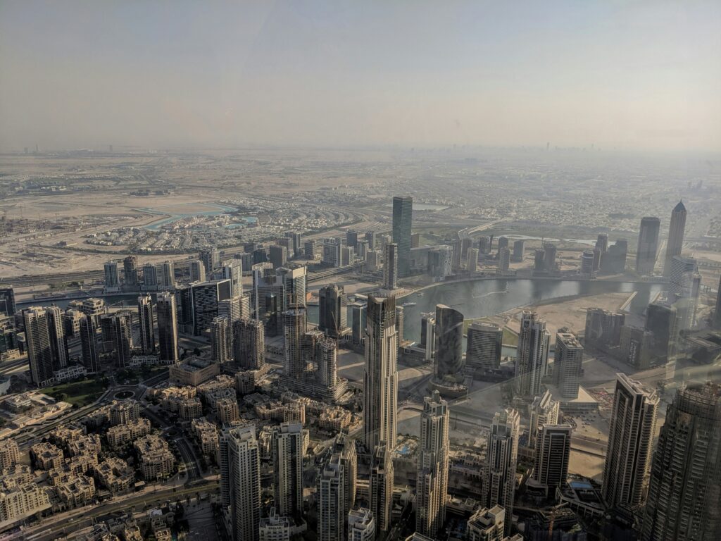 An aerial view of Dubai