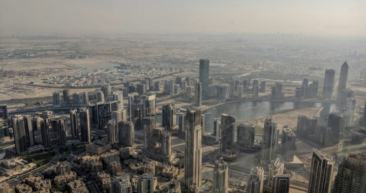 An aerial view of Dubai