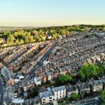 Aerial shot of residential homes