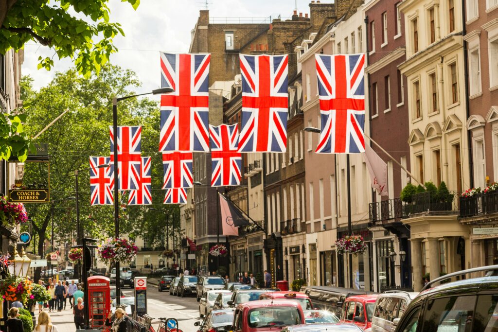 A row of Union Jacks