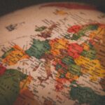 A globe focused on Europe