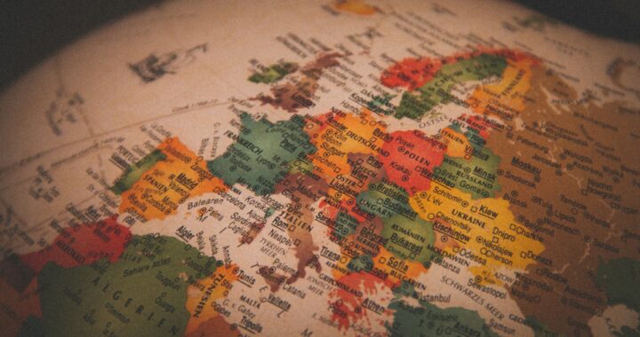 A globe focused on Europe