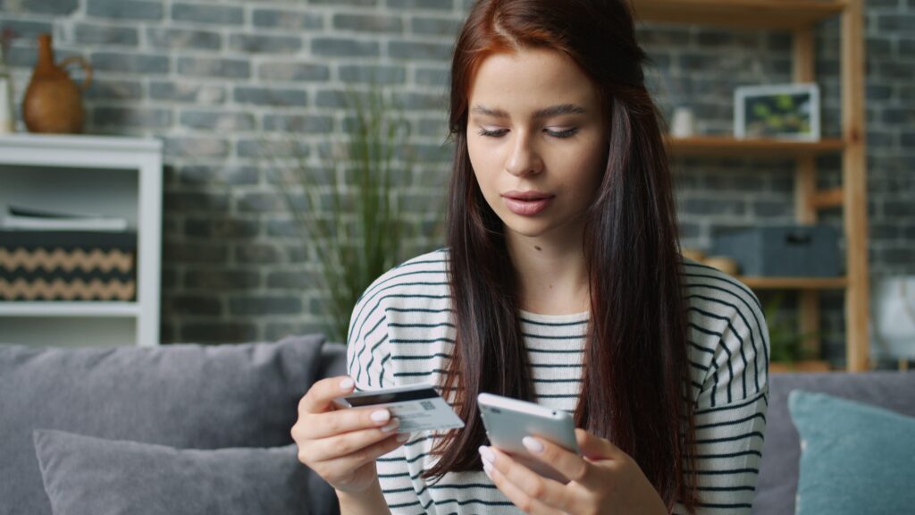 A woman using fintech products