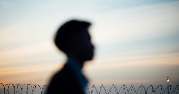 A silhouette of a man