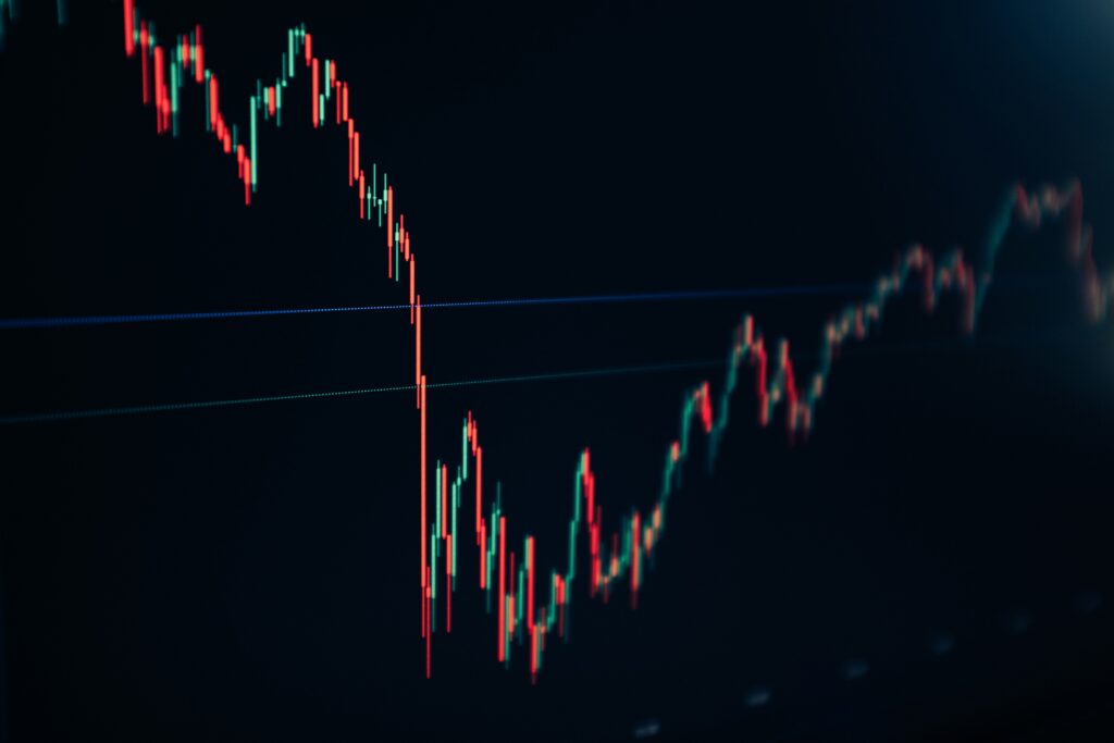 A chart showing a sharp drop